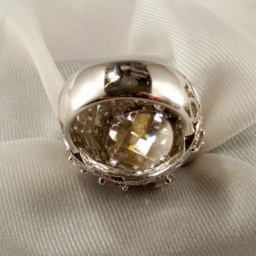 NEW Lite PINK Doublet Cut Cubic Zirconias DESIGNER Ring